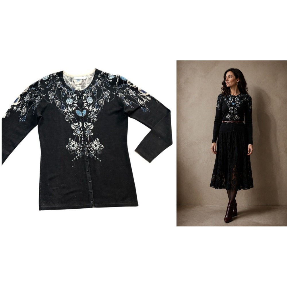 Anne Fontaine Cardigan Soniela Chandelier Ornate Parisian Sz 42 US 10  Romance